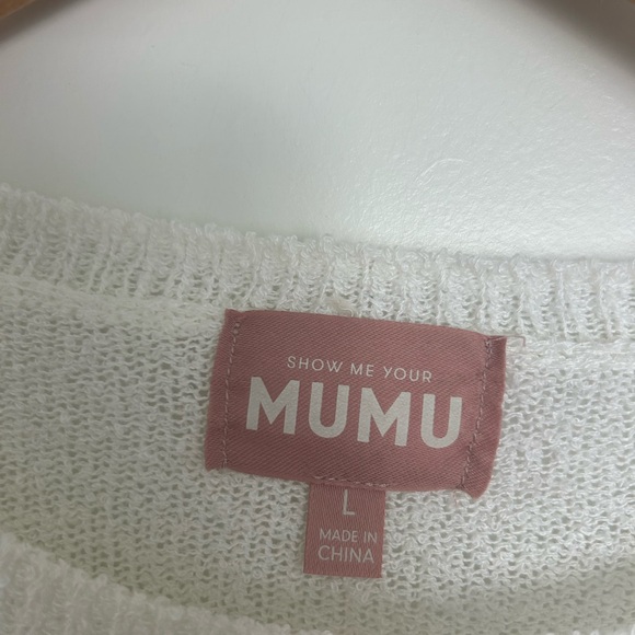 NWOT Show Me Your MuMu White American Flag Knit Sweater Large - Picture 4 of 5